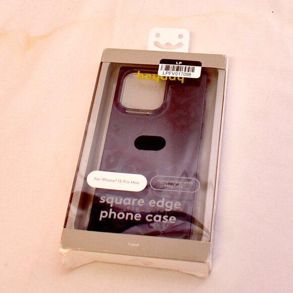 Heyday Square Edge Phone Case for iPhone 15 Pro Max Black Leopard Pattern - Picture 1 of 5